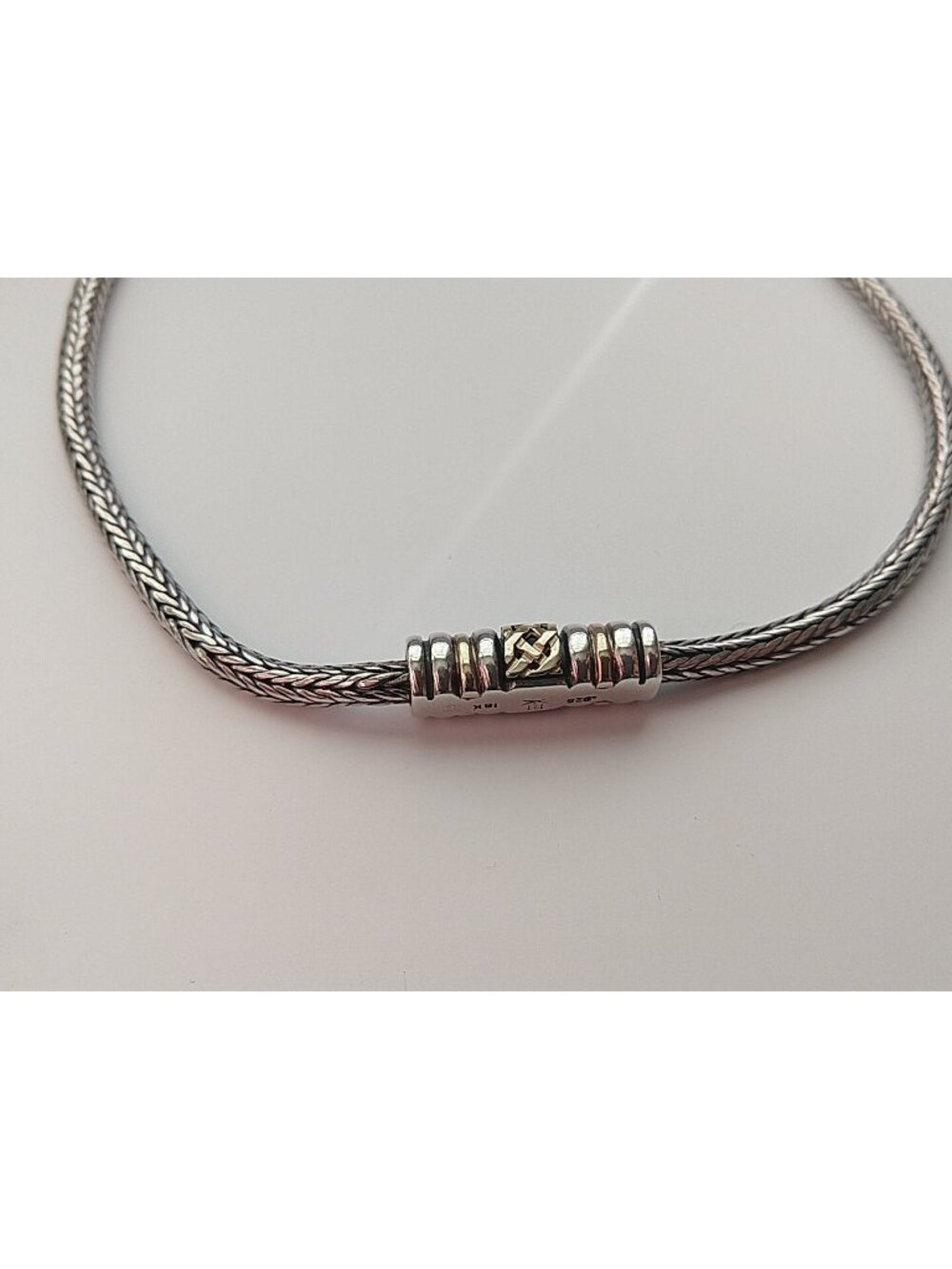 RI 925 18K Gold And Sterling Silver Celtic Renaissance Weave Chain Necklace